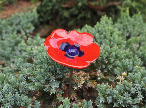 Keramik gartendeko mohnblume - gartendeko,